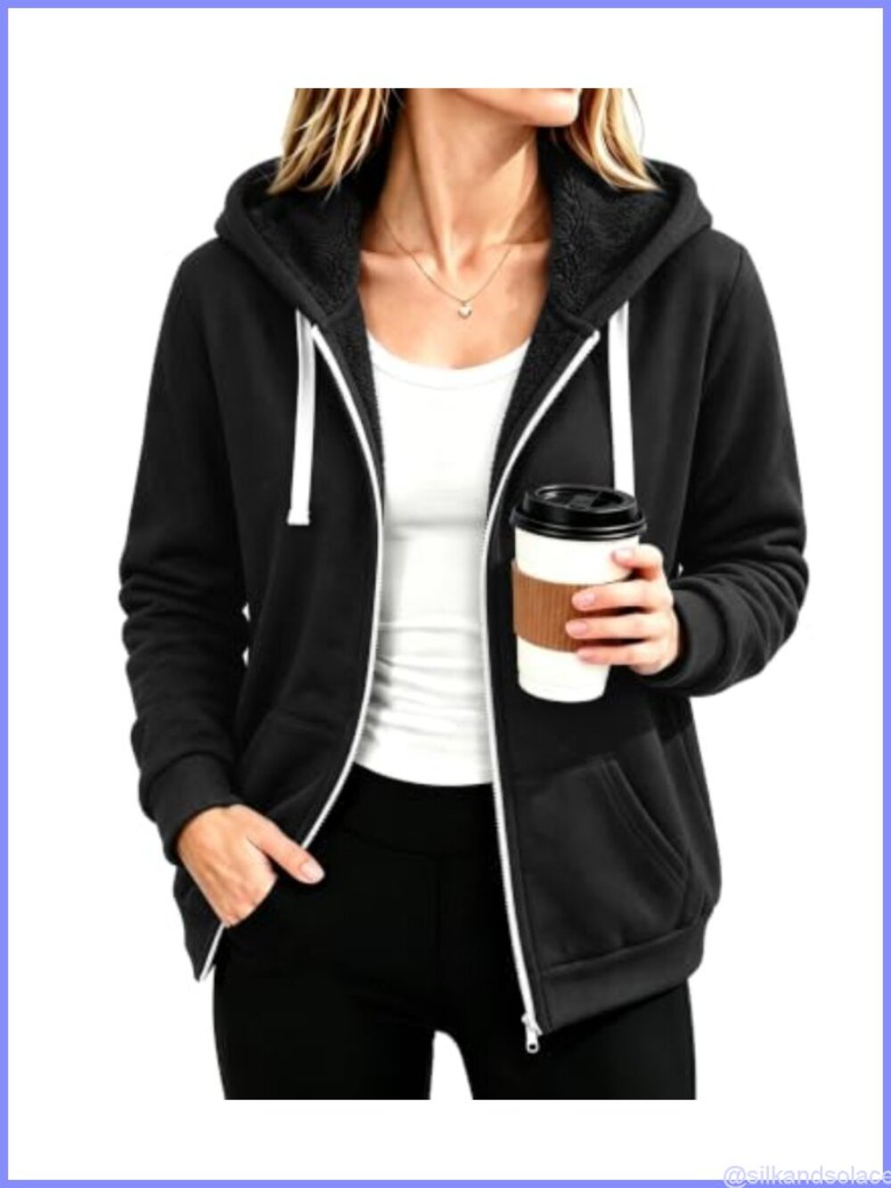 Women's Sherpa Fleece Lined Zip Up Hoodie Sweatshirt Jacket